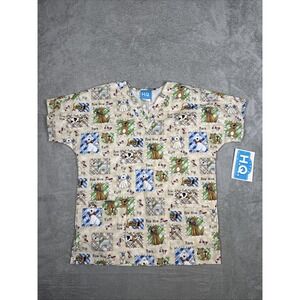 Scrub H.Q. Dogs Print Short Sleeve V-Neck Pullover Scrub Top Size XS